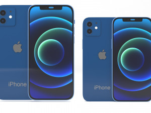 apple iphone 12 and iphone 12 mini blue product 3D Модель