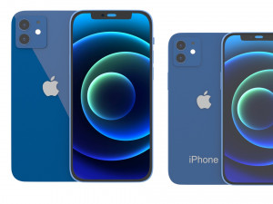 apple iphone 12 and iphone 12 mini blue product 3D Модель