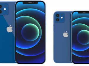 apple iphone 12 and iphone 12 mini blue product 3D Модель