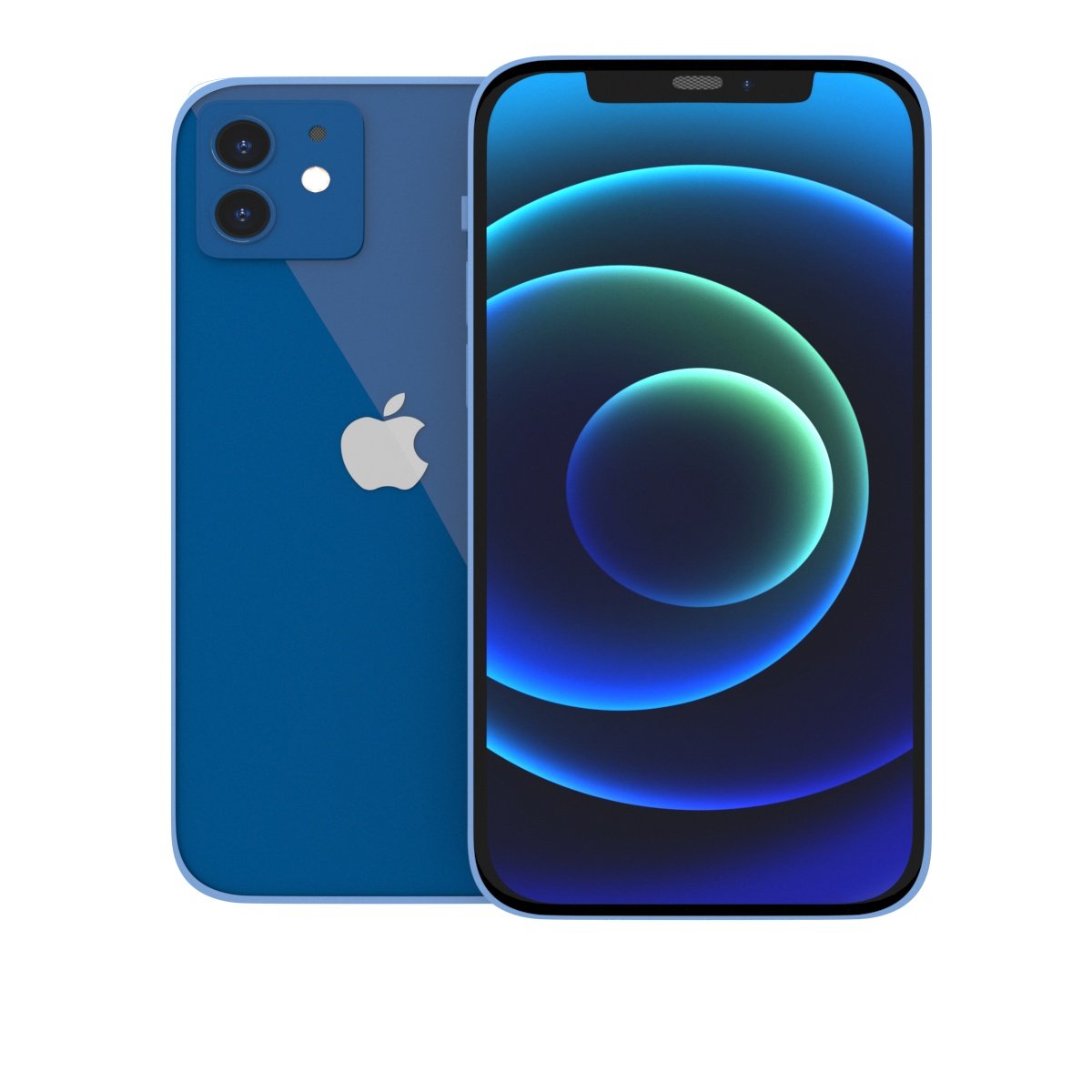 apple iphone 12 and iphone 12 mini blue product 3D Model in Phone