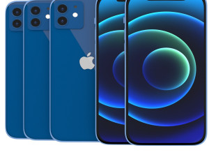 apple iphone 12 and iphone 12 mini blue product 3D Модель