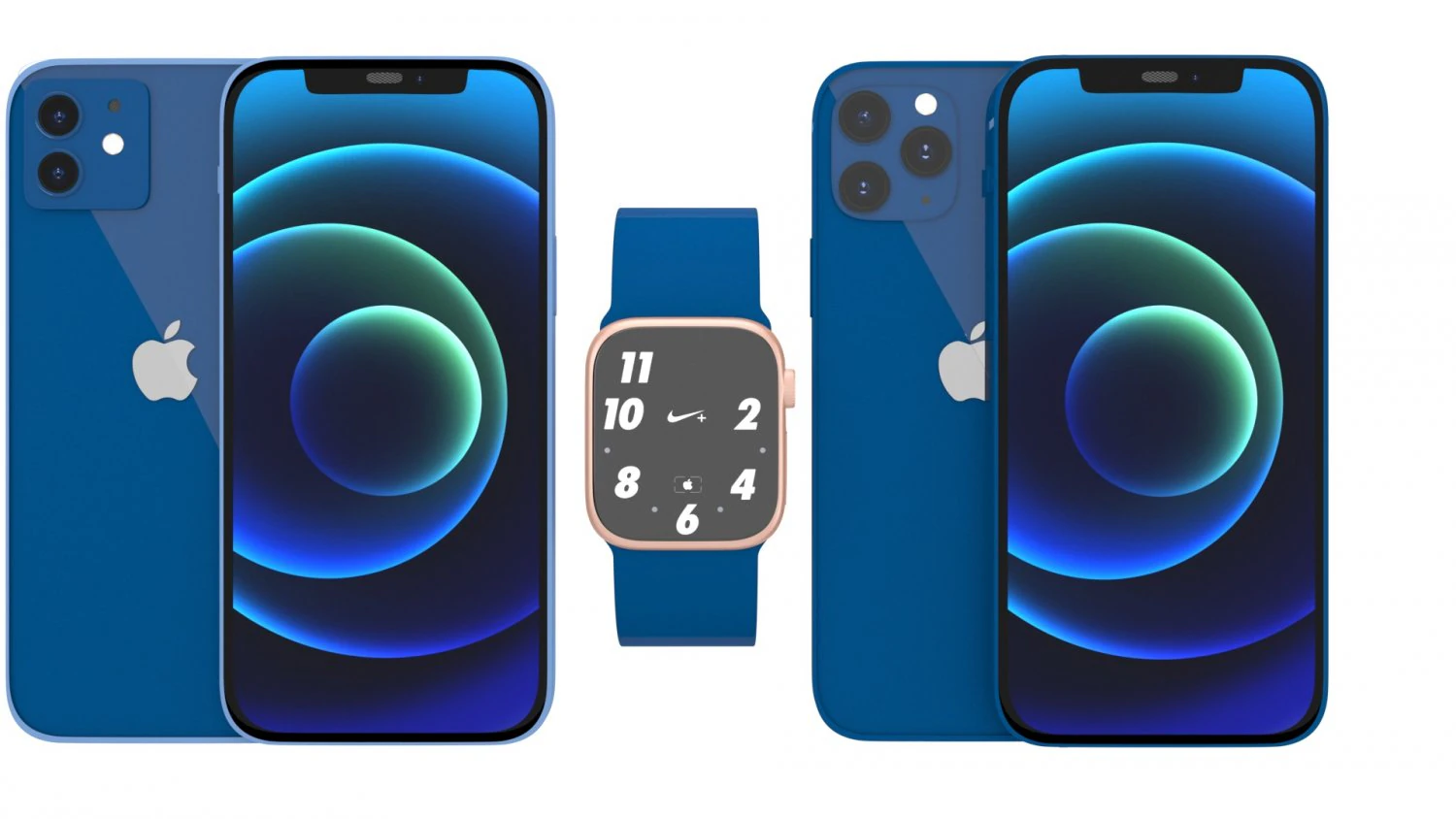 apple iphone 12 with apple watch 6 3D Model .c4d .max .obj .3ds .fbx .stl .blend 