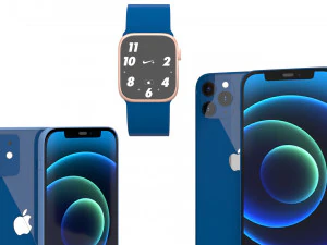 apple iphone 12 with apple watch 6 3D Model