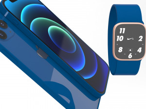 apple iphone 12 with apple watch 6 3D 模型