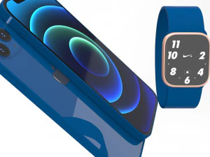 apple iphone 12 with apple watch 6 3D Model