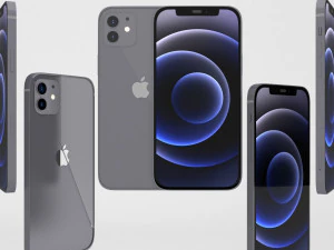 produto apple iphone 12 preto Modelo 3D