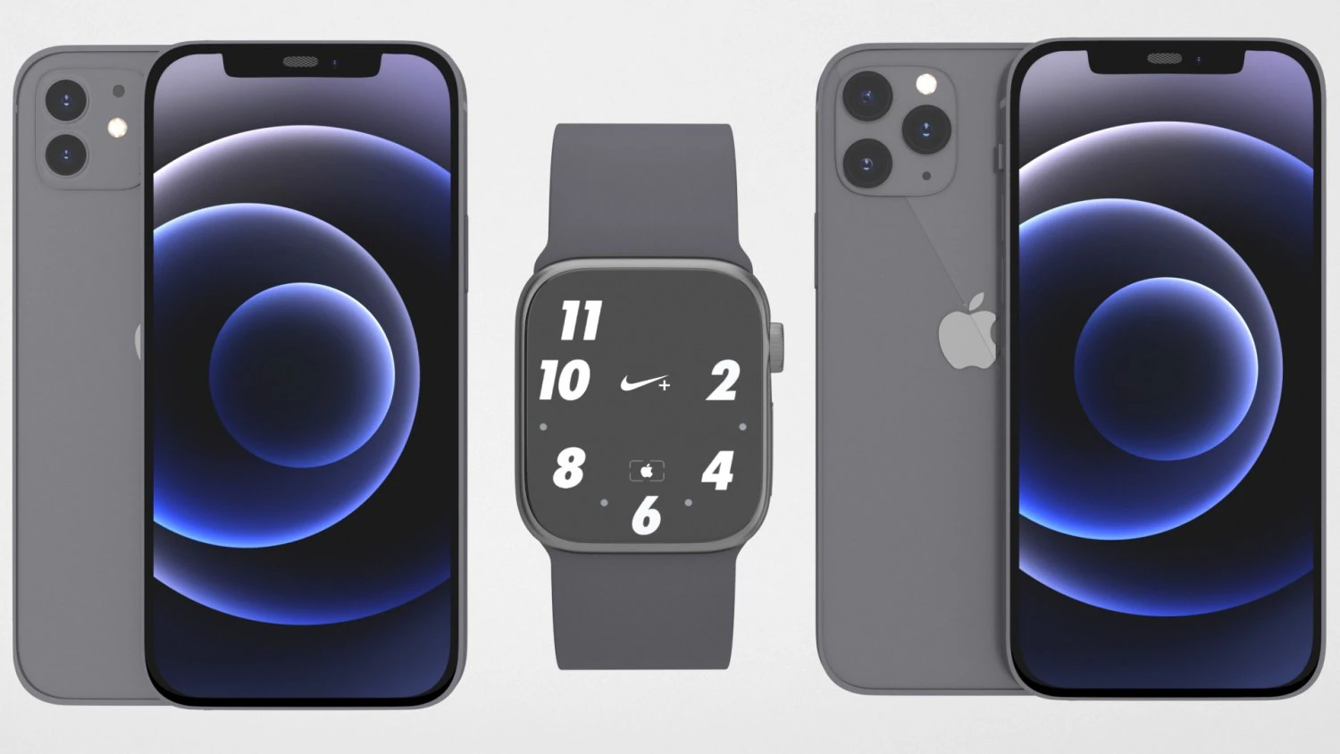 iphone 12 and apple watch 6 3D Model .c4d .max .obj .3ds .fbx .stl .blend 