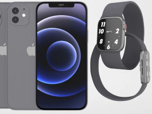 iphone 12 and apple watch 6 3D Model