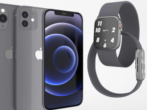 iphone 12 and apple watch 6 3D Model