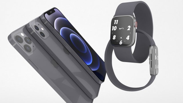 iphone 12 and apple watch 6 3D in 3DExport