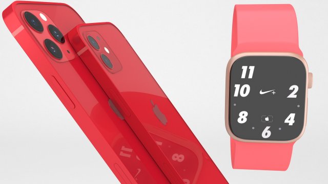 iphone 12 with apple watch 6 3D