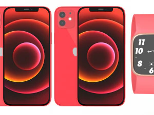 iphone 12 with apple watch 6 3D Model