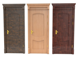 entrance wooden door set 3D Model