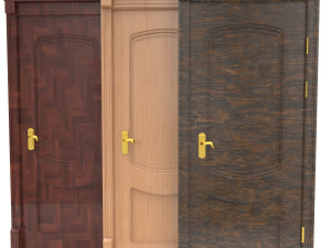 entrance wooden door set 3D मॉडल