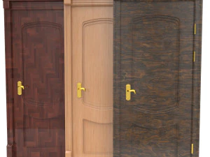 entrance wooden door set 3D Model