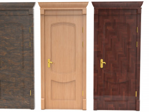 entrance wooden door set 3D मॉडल