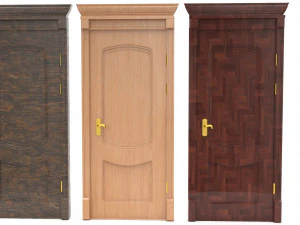 entrance wooden door set 3D Model