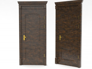 entrance wooden door set 3D मॉडल