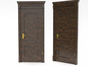 entrance wooden door set 3D Model