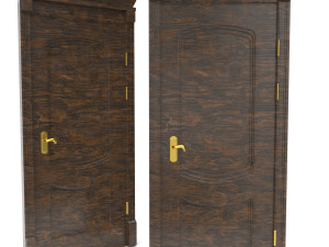 entrance wooden door set 3D मॉडल