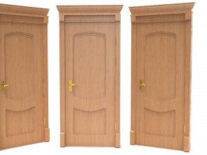 entrance wooden door set 3D मॉडल
