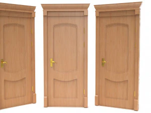 entrance wooden door set 3D Model