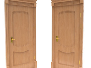 entrance wooden door set 3D मॉडल