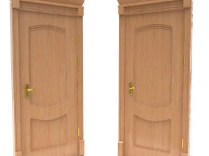 entrance wooden door set 3D Model