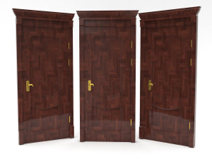 entrance wooden door set 3D मॉडल