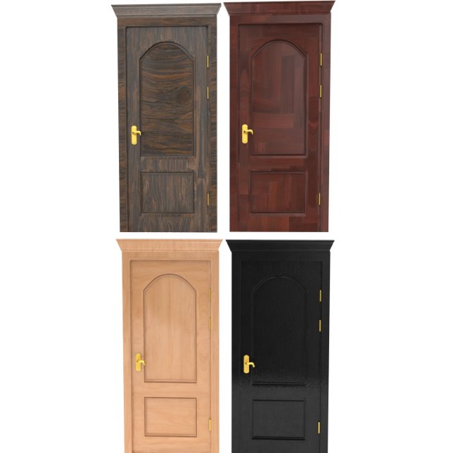 wooden door set 3D Model .c4d .max .obj .3ds .fbx .stl .blend 