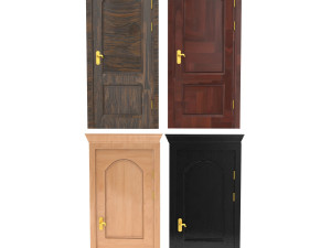 wooden door set 3D Model
