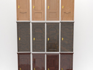 entrance wooden door collection with four designs 3D 모델
