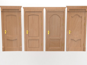 entrance wooden door collection with four designs Modello 3D