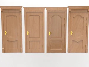 entrance wooden door collection with four designs 3D Model