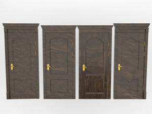 entrance wooden door collection with four designs Modello 3D