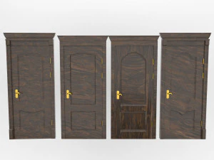 entrance wooden door collection with four designs 3D Model