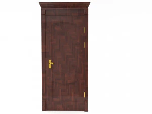 entrance wooden door collection with four designs 3D Model