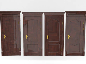 entrance wooden door collection with four designs 3D Model