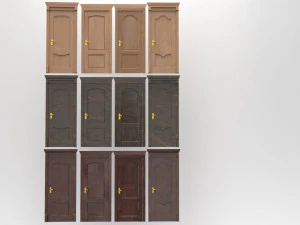 entrance wooden door collection with four designs 3D Model