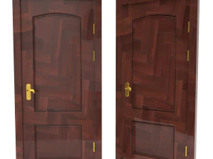 entrance wooden door collection with four designs 3D Model