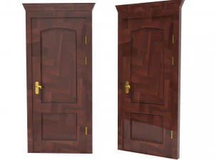 entrance wooden door collection with four designs 3D Model