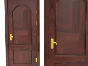 entrance wooden door collection with four designs 3D Model