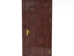 entrance wooden door collection with four designs 3D Model