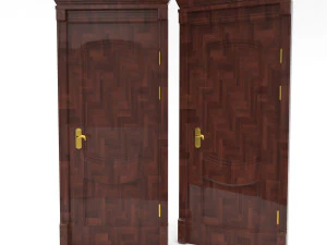 entrance wooden door collection with four designs 3D Model