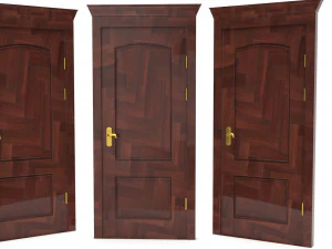 entrance wooden door collection with four designs 3D Model