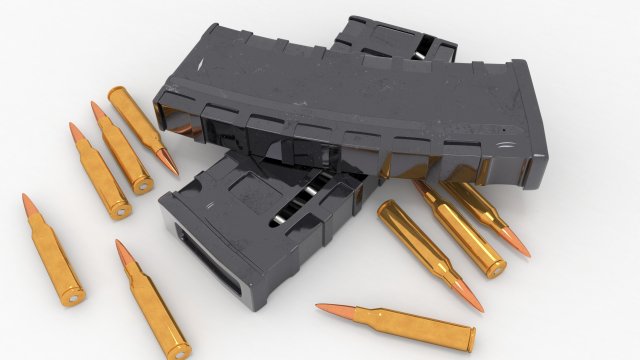 rifle magazine and bullets Model 3D .c4d .max .obj .3ds .fbx .stl .blend 
