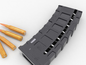 rifle magazine and bullets Model 3D