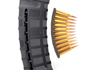 rifle magazine and bullets Model 3D