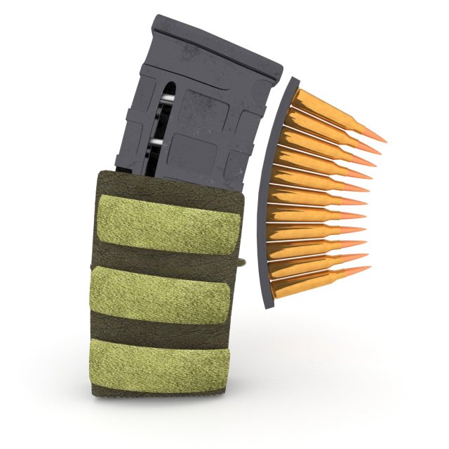 magazine pouch with bullets clip Model 3D .c4d .max .obj .3ds .fbx .stl .blend 
