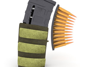 magazine pouch with bullets clip 3D Model